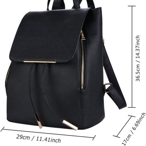 New Reon PU Leather Backpack Black A1 - Picture 4 of 8